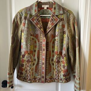 Embroidered Southwestern Vibrant Cotton Women’s Blazer Jacket Size 16
